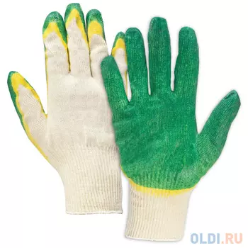 Перчатки хлопчатобумажные 13 класс, 40-42 г, 100 текс, двойной латексный облив, комплект 5 пар, ЛАЙМА ЛЮКС