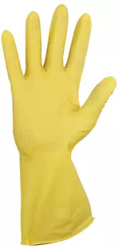 Перчатки хозяйственные резиновые YORK, суперплотные, с х/б напылением, рифленая ладонь, размер M (средний), 92020