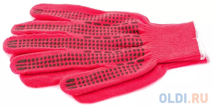 Перчатки трикотажные, акрил, ПВХ гель "Протектор", коралл, оверлок, Россия// СИБРТЕХ