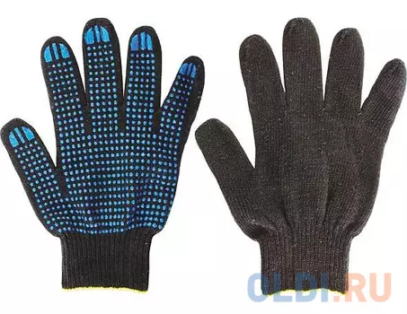 Перчатки вязаные FIT 12495 х/б с ПВХ, 4 нити, черные