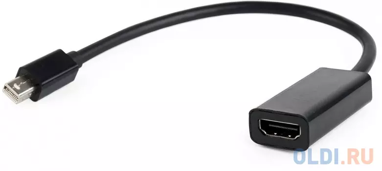 Переходник Cablexpert miniDisplayPort - HDMI, 20M/19F, кабель 15см, черный, пакет (A-mDPM-HDMIF-02)