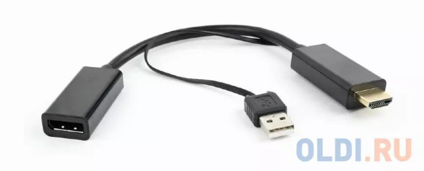 Переходник HDMI DisplayPort 0.15м Gembird DSC-HDMI-DP круглый черный