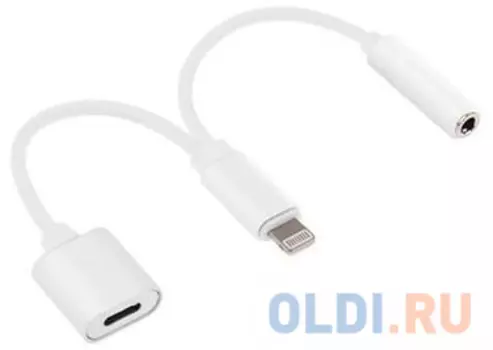 Переходник Lightning миниджек 3.5 мм Cablexpert CCA-LM3.5F-02-W круглый белый