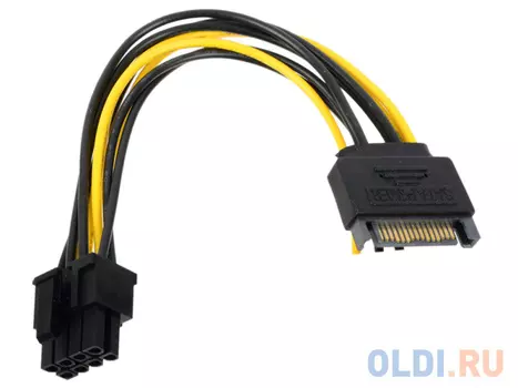 Переходник питания для PCI-Ex видеокарт Molex 4pin (M) + SATA 15pin (M) - 8pin ORIENT C578