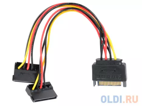 Переходник питания SATA 15pin (M) - 2 x SATA 15pin (F), угловые разъемы ORIENT C574