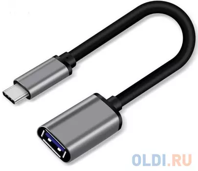 Переходник Type-C 0.2м TELECOM TC409M круглый серый