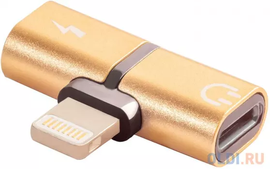 Переходник USB 2.0 Lightning миниджек 3.5 мм Green Connection GCR-51150 золотистый