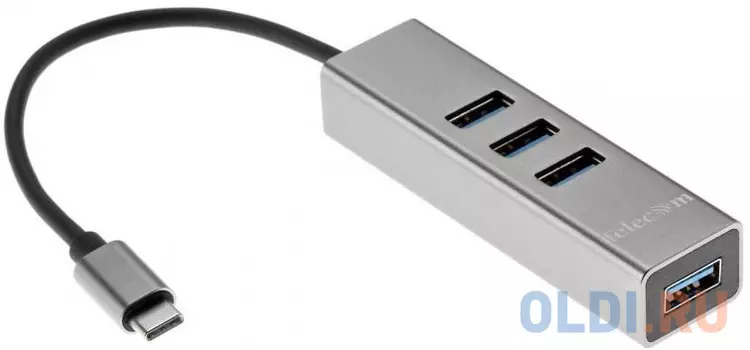 Концентратор USB Type-C TELECOM TA310C 4 х USB 3.0 серебристый