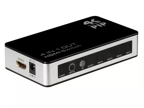 Переключатель HDMI 4 к 1 Greenconnect GL-v401P PIP(картинка в картинке) , пульт ДУ