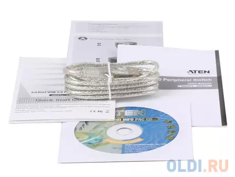 Переключатель Switch Aten 2 устройства USB, 2 1 устройства, с 1 шнуром AB Male, (USB 2.0) (US221A-A7)