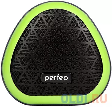 Perfeo Bluetooth-колонка "TRIANGLE" FM, MP3 microSD, AUX, TWS, мощность 6Вт, 800mAh, черная/зеленая [PF_A4343]