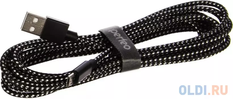 PERFEO Кабель USB2.0 A вилка - Micro USB вилка, черно-белый, длина 3 м. (U4802)