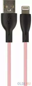 PERFEO Кабель USB A вилка - Lightning вилка, 2.4A, розовый, силикон, длина 1 м., SILICON (I4336)