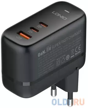 PERFEO LD_C3473 LDNIO Q366/ Сетевое ЗУ GaN + Кабель PD/ PD+PPS+SCP+QC 4+/ 3 USB/ Выход: 3.3-20V, max 65W/ Black