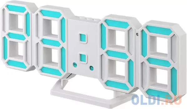 Perfeo LED часы-будильник "LUMINOUS 2", белый корпус / синяя подсветка (PF-6111) [PF_B4924]