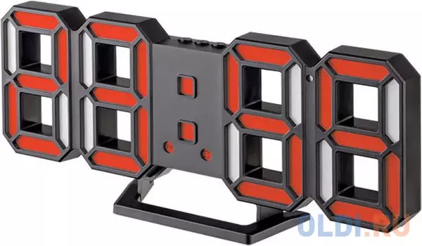 Perfeo LED часы-будильник "LUMINOUS 2", черный корпус / красная подсветка (PF-6111) [PF_B4927]