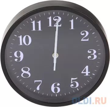 Perfeo Настенные часы "PF-WC-002", круглые д. 25 см, чёрный корпус / чёрный циферблат