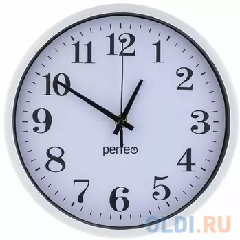 Perfeo Настенные часы "PF-WC-002", круглые д. 25 см, белый корпус / белый циферблат