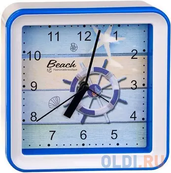 Perfeo Quartz часы-будильник "PF-TC-010", квадратные 14,8*14,8 см, подвес на стену, штурвал