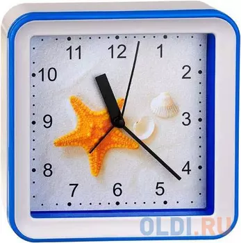 Perfeo Quartz часы-будильник "PF-TC-010", квадратные 14,8*14,8 см, подвес на стену, звезда