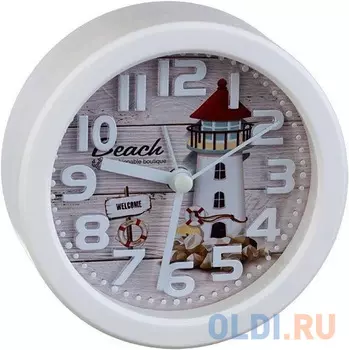 Perfeo Quartz часы-будильник "PF-TC-013", круглые диам. 10,5 см, маяк