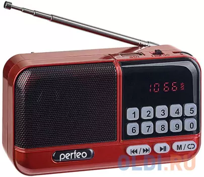 Perfeo радиоприемник цифровой ASPEN FM+ 87.5-108МГц/ MP3/ питание USB или 18650/ красный (i20)) [PF_B4058]
