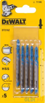 Пилка д/лобзика п/мет.HSS 76х50х0.7х2мм T118G,5шт DeWalt
