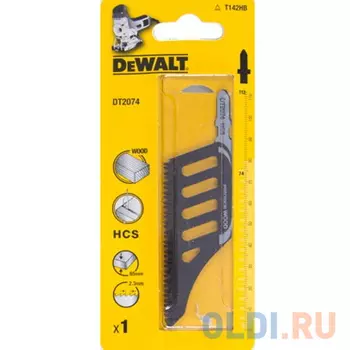 Пилка для лобзика DeWALT DT2074-QZ по дереву HCS T 142 HB, 1шт.