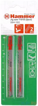Пилка для лобзика Hammer Flex 204-102 JG WD T101D дерево\\пластик, 74мм, шаг 4.0-5.2, HCS, 2шт.