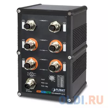 PLANET IP67-rated Industrial L2+ 4-Port 10/100/1000T M12 802.3at PoE + 2-Port 10/100/1000T M12 Managed Ethernet Switch (-40~75 degrees C) , ERPS Ring,