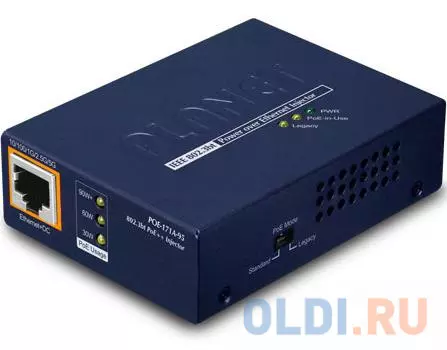 PLANET POE-171A-95 Single-Port Multi-Gigabit 802.3bt PoE++ Injector (95 Watts, 802.3bt Type-4, PoH, Legacy mode support, PoE Usage LED, 10/100/1G/2.5G