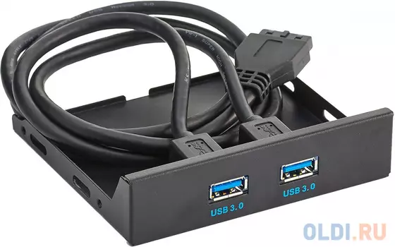 Планка USB на переднюю панель Exegate U3H-615, 3,5", 2*USB 3.0, черная, подсоединение к мат. плате
