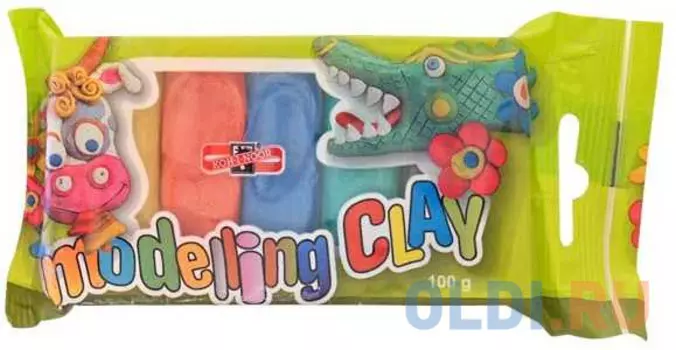 Пластилин детский 5 цв., 100 гр., с европодвесом