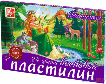 Пластилин ФАНТАЗИЯ восковой 24 цв, 420гр., стек, в карт. уп. 25С1525-08