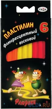Пластилин ФЛЮРИКИ NEW со стеком, флюор., 6 цв., карт. уп., 76 г., с европодвесом
