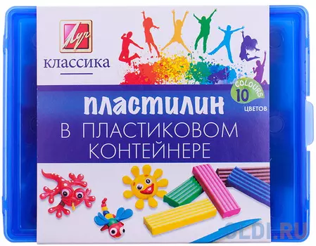 Пластилин КЛАССИКА, 10 цв., в пластассовом контейнере
