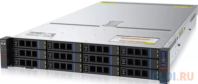 Платформа системного блока Gooxi SR201-D12RE-G2 AMD Genoa 2U Expander Backplane 12_2.5/3.5 SAS/SATA Hard Drive Bay Server Barebone, 800W CRPS, w/o rai