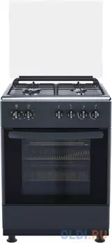 Плита Газовая De Luxe 606040.24г-004 (кр) антрацит (стеклянная крышка) реш.чугун