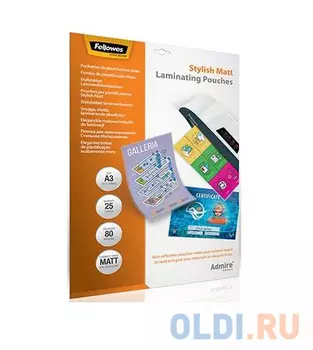 Пленка для ламинирования Stylish Matt стильное матирование, А3 Fellowes Admire, 80 мкм, 25 шт. (FS-56022)