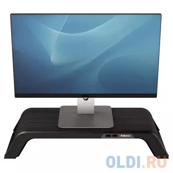 Подставка для монитора Fellowes Hana, дерево/металл, 2+2 порта USB, 3 регул-ки высоты, черный FS-80605