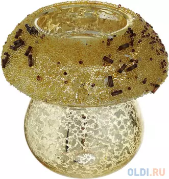 Подсвечник Winter Wings Гриб с бисером 8 см 1 шт золотой стекло N07465