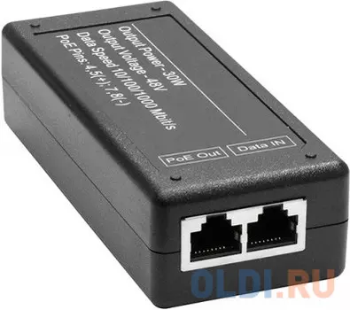 PoE-инжектор Gigabit Ethernet на 1 порт, мощностью до 30W. Совместим с оборудованием PoE IEEE 802.3af/at. Мощность PoE на порт - до 30W. Напряжение Po