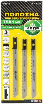 ПОЛОТНА Д/ ЭЛ. ЛОБЗИКА ПО ДЕРЕВУ, ПЛАСТИКУ US 3 ШТ. 75*1 ММ ШАГ 2,5 ММ U101В (1/50) "КЕДР" 087-8025