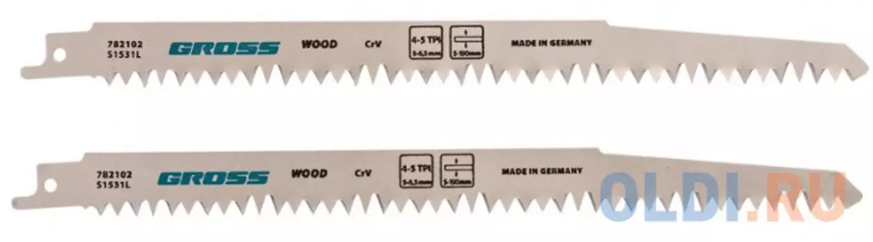 Полотна по дереву для сабельной пилы 4052 - S1531L, 210 x 5-6,5 мм, фигур. рез, 2 шт// Gross