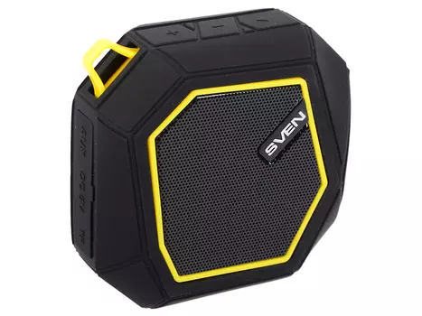 Портативная колонка Sven PS-77 Black/Yellow 5 Вт, 120 - 20 000 Гц, FM, Bluetooth, microUSB, AUX, АКБ