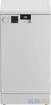 Посудомоечная машина Beko DVS050R01W, узкая, напольная, 44.8см, загрузка 10 комплектов, белая [7656208335]