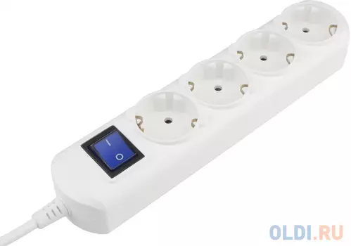 Power Cube Бытовой удлинитель, 4р с/з выкл., 3500 вт, 16 а, 3 м 3x1,50 (белый), PC-5B-3M