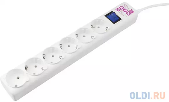 Power Cube Фильтр-удлинитель 3,0 м 6 розеток (белый) 16А/3,5кВт (3x1,5), SPG6-A1