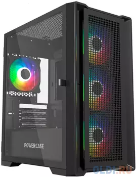 Powercase Alisio Micro X4B V2, Tempered Glass, 4х 120mm ARGB fans, ARGB HUB, чёрный, mATX (CAMCXB-A4)