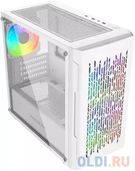 Powercase Mistral Micro D3W ARGB, Tempered Glass, 2x 140mm ARGB PWM+1x 120mm ARGB PWM, белый, mATX (CMMDW-A3)